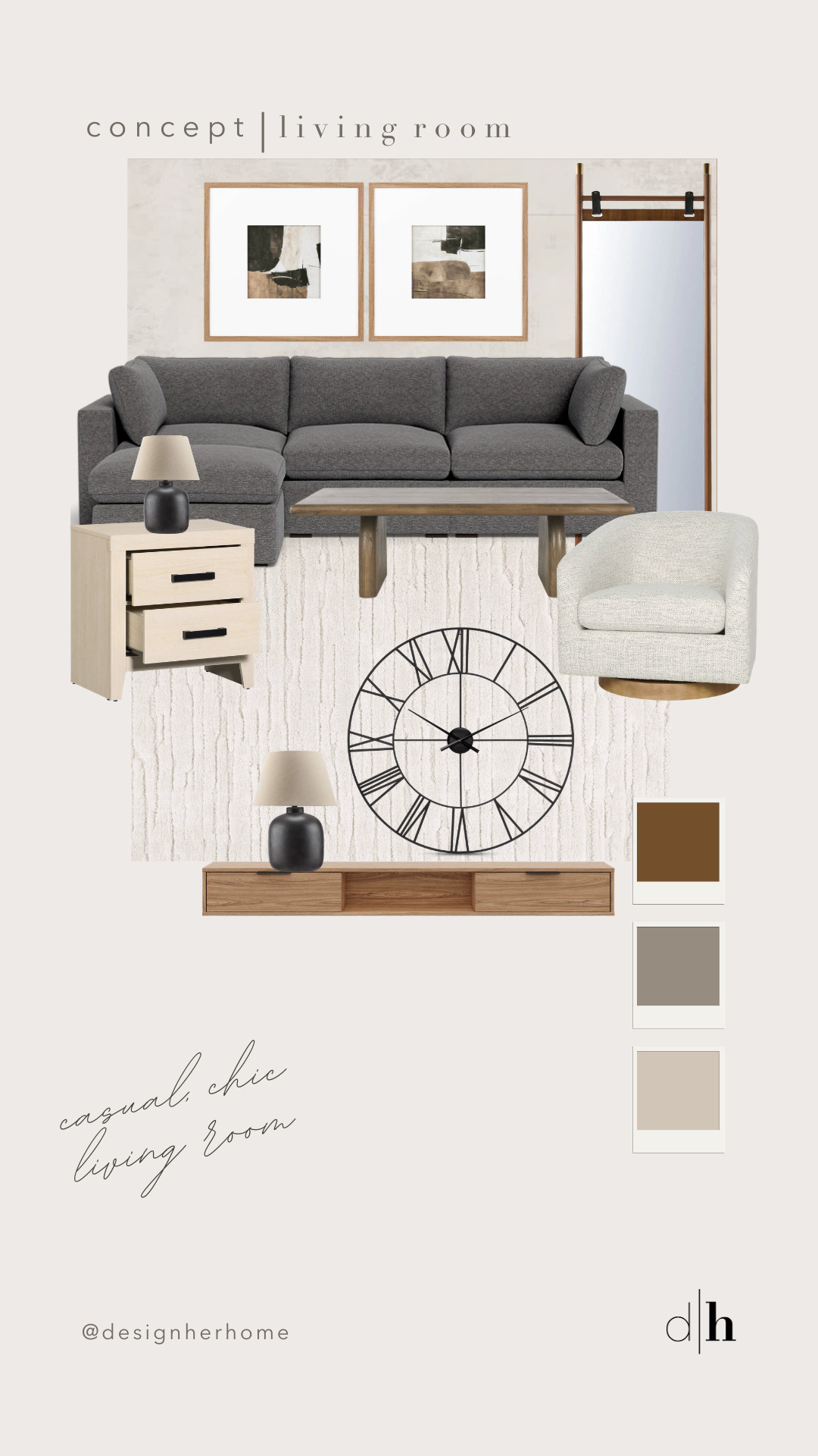 This casual, chic, small space apartment living room is just the right amount of calm and cozy. With neutral hues, soft wood tones and touches of black accents, it creates a cozy setup without being pretentious or high maintenance. This is a furniture install for a client of ours in Tecumseth, Ontario and we can't wait to show you the final look.  

 #LTKcanada #LTKhome #LTKstyletip