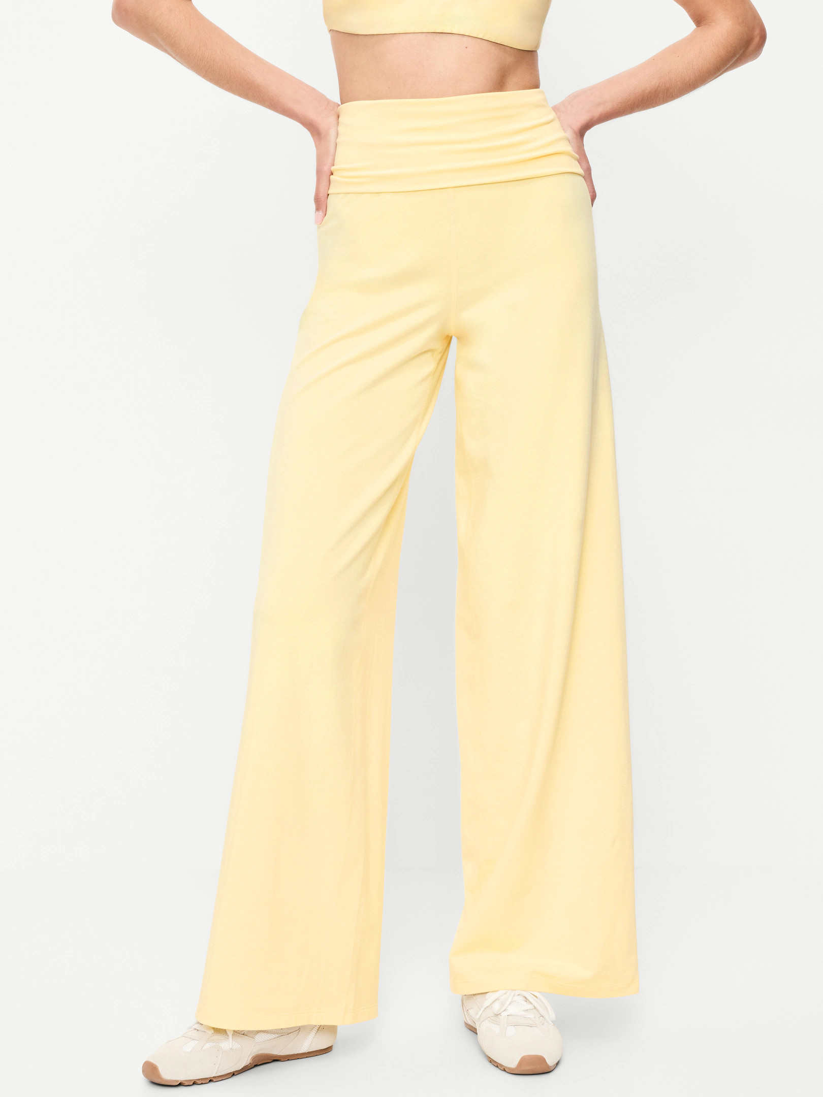 High-Waisted PowerChill Fold-Over Wide-Leg Pants | Old Navy (US)