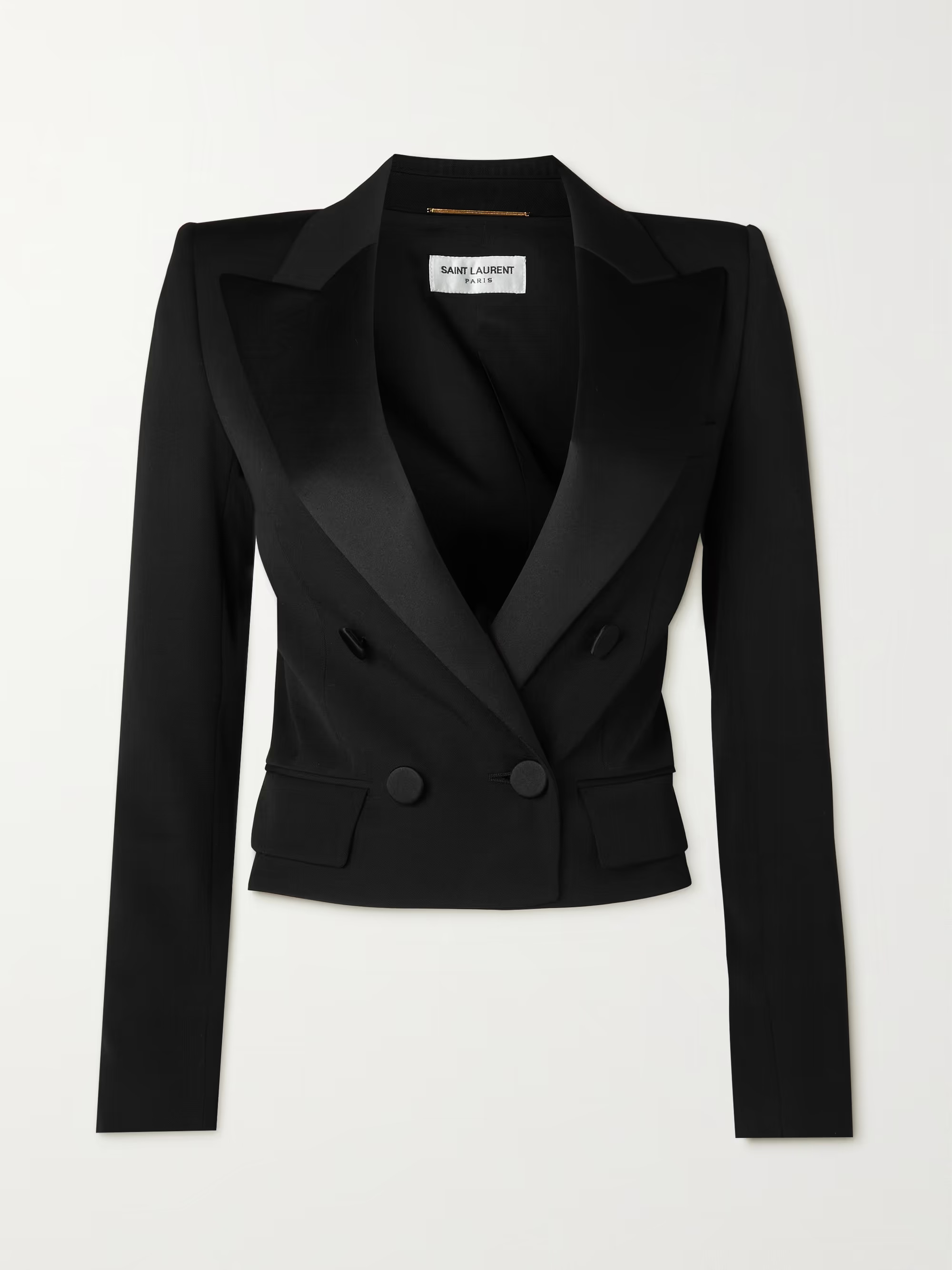 Cropped satin-trimmed grain de poudre wool jacket | NET-A-PORTER (US)