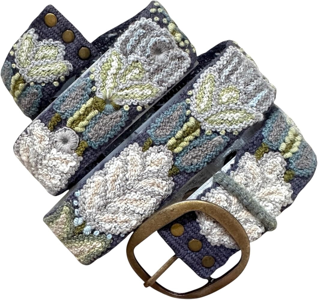 Peruvian Embroidered Flower Wool Belt, Hand Embroidered - Slate Meadow | Amazon (US)