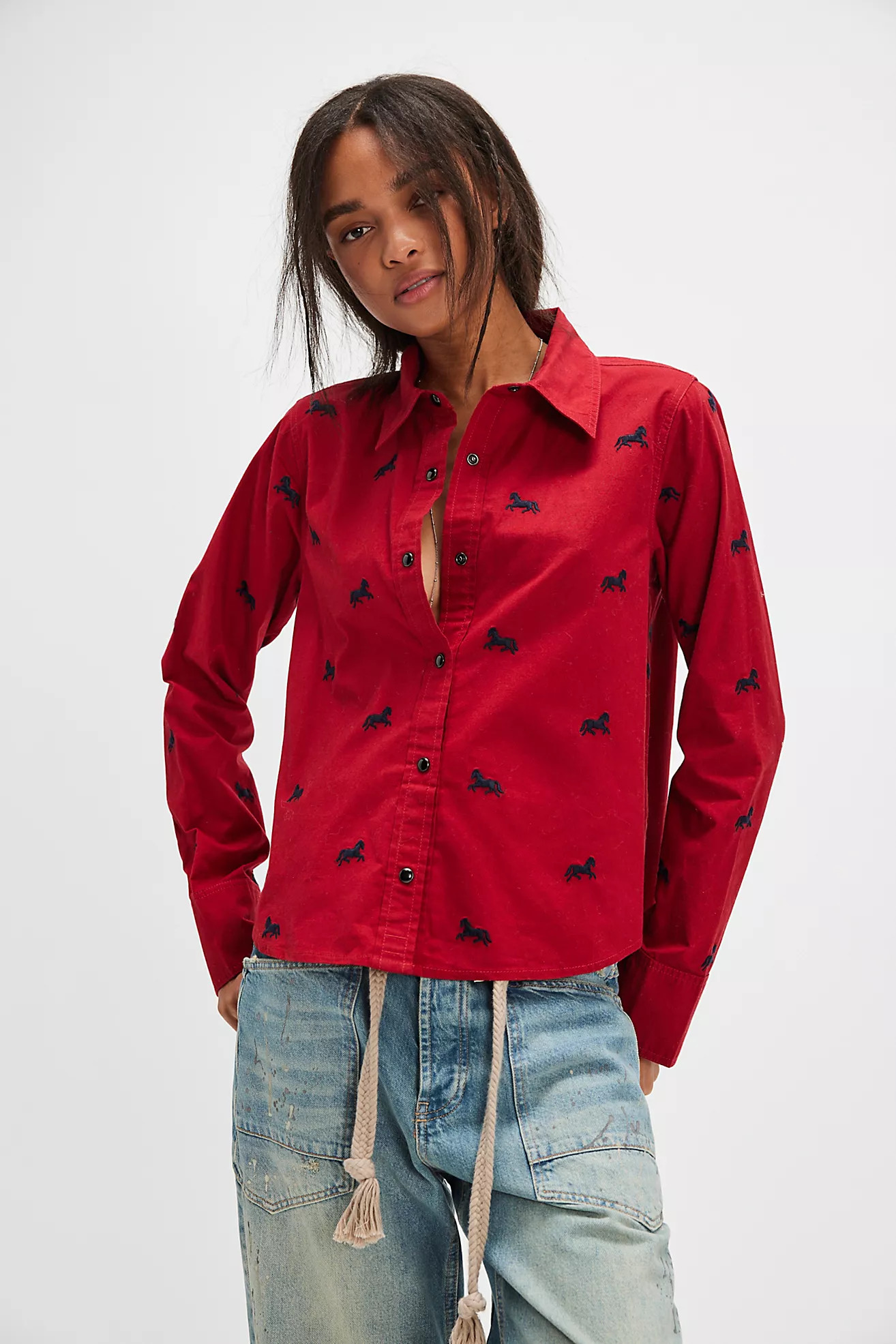 We The Free Band Of Horses Embroidered Shirt | Free People (Global - UK&FR Excluded)