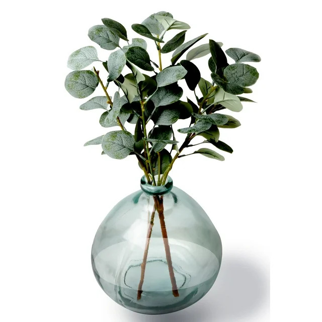 Better Homes & Gardens 12" Artificial Green Eucalyptus in Blown Glass Vase | Walmart (US)