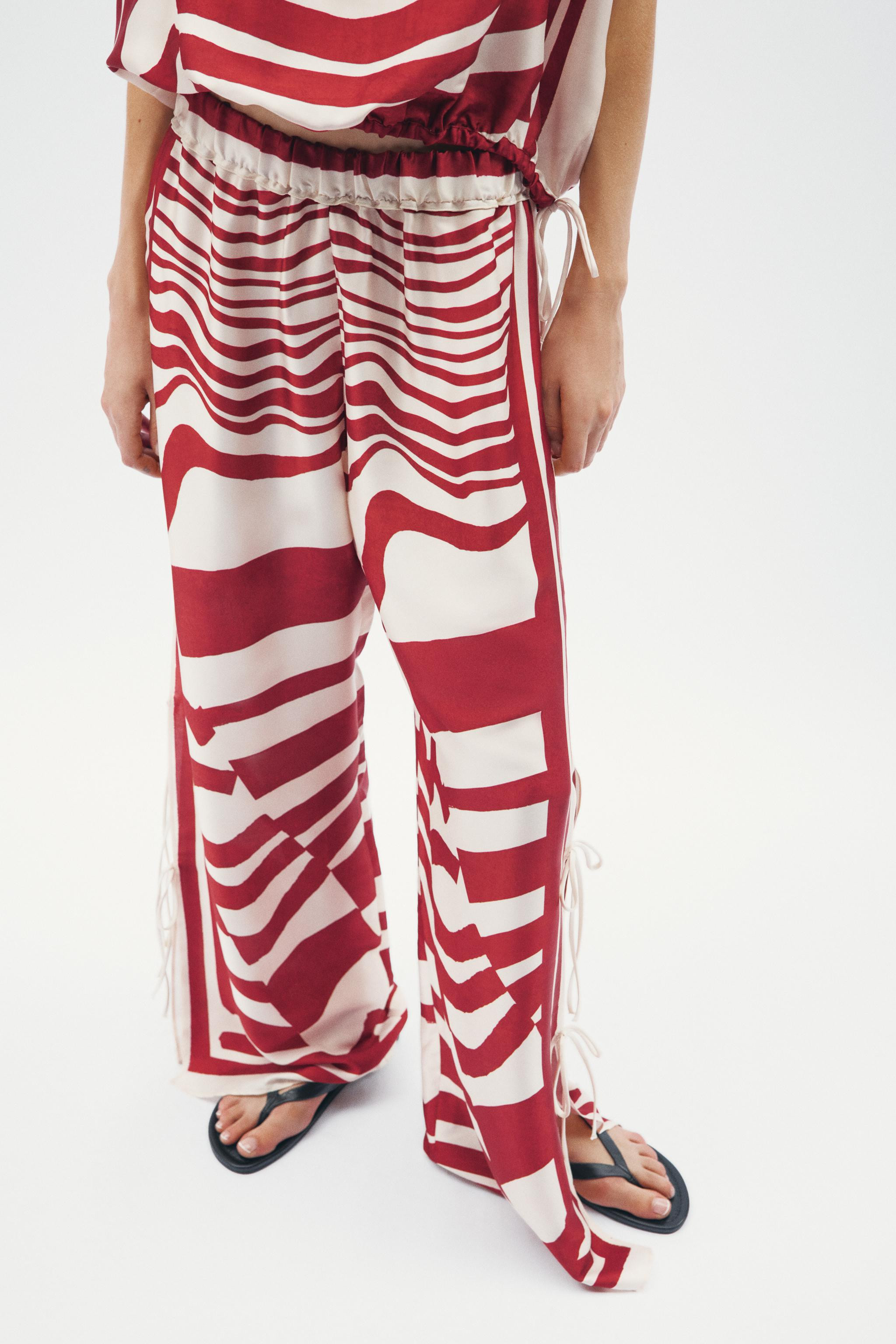 ZW COLLECTION PRINTED SATIN TROUSERS WITH BOWS | Zara AU