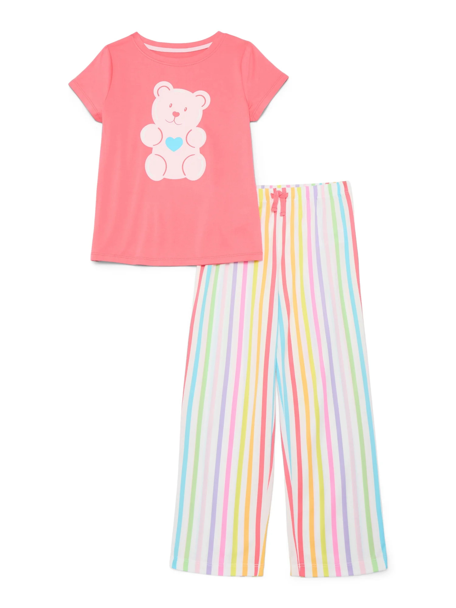 Girls Short Sleeve Graphic Tee and Pants Pajama Set from Way to Celebrate, 2-Piece, Sizes 4-18 | Walmart (US)