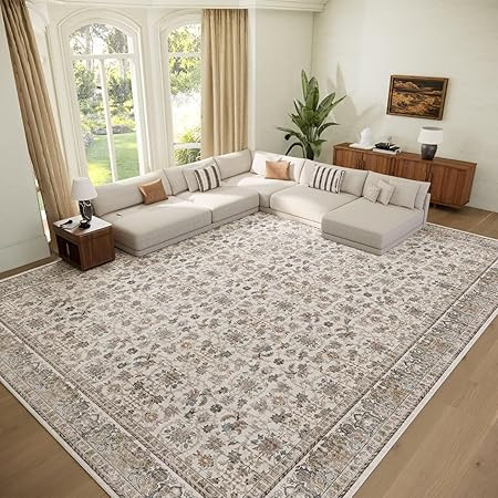 Washable 10x14 Area Rugs for Living Room, Boho Non-Slip Vintage Distress Large Rugs for Bedroom D... | Amazon (US)