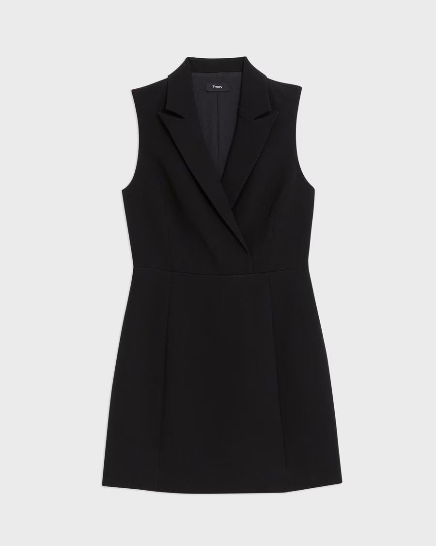 Peak Lapel Mini Dress in Admiral Crepe | Theory