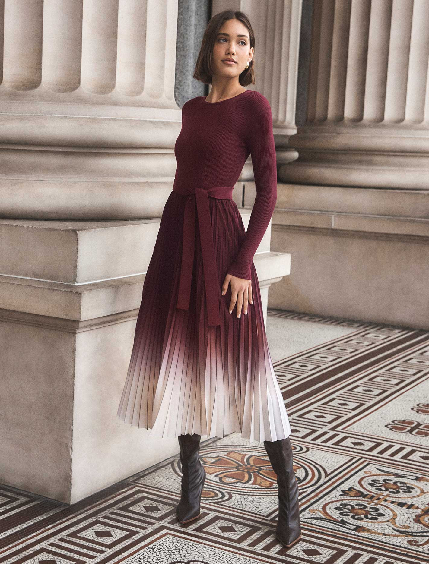 Harmony Crew Ombre Pleat Midi Dress | Ever New (CA)