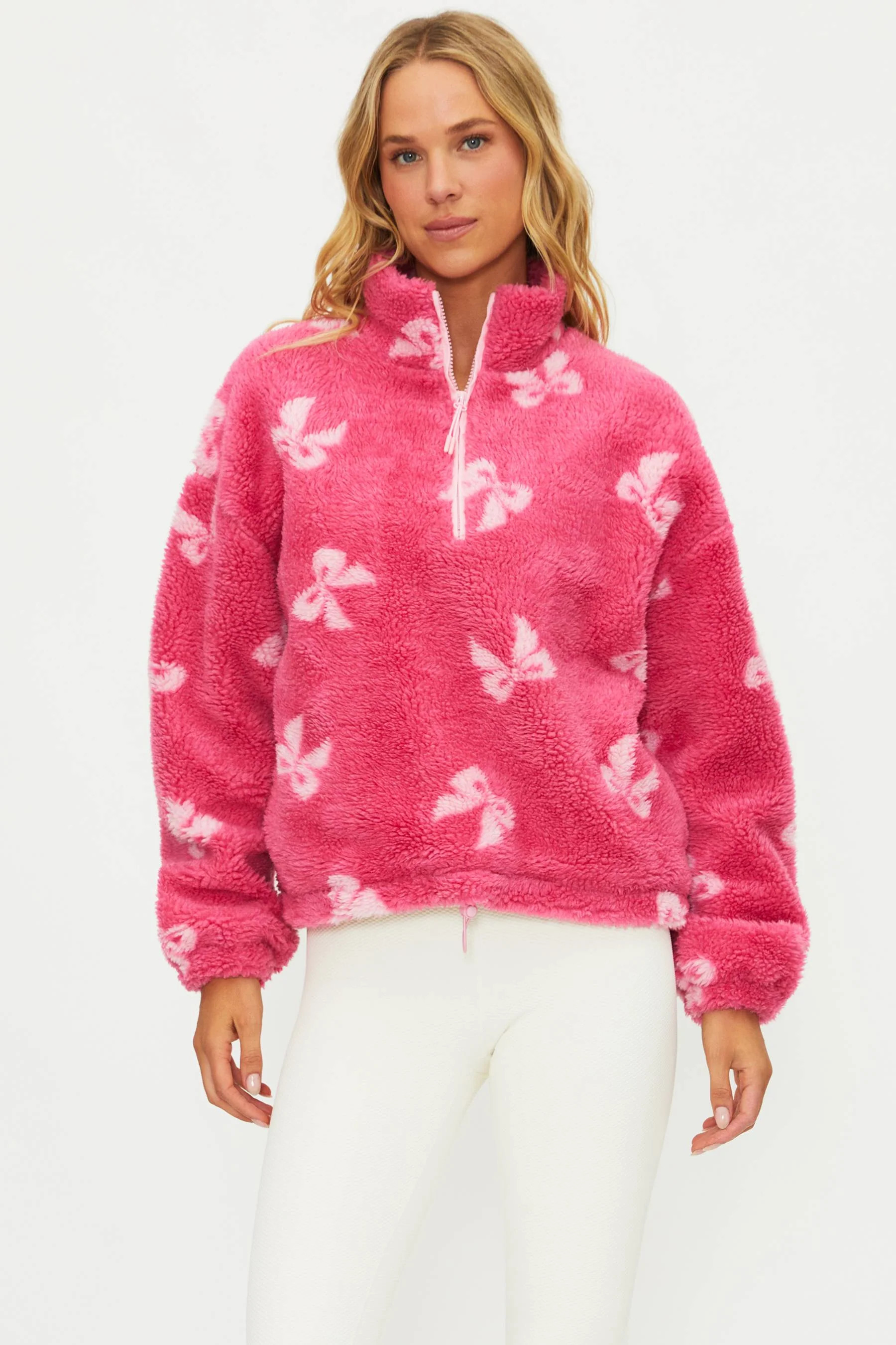 Anthropologie X Beach Riot Leona Sherpa Pink Bows | Pink Bow Sherpa Jacket | Beach Riot | Beach Riot