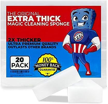 STK 20 Pack Extra Thick Magic Cleaning Pads - Eraser Sponge for All Surfaces - Kitchen-Bathroom-F... | Amazon (US)
