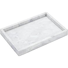 12"x8" Real Natural Marble Vanity Tray, Genuine Marble Storage Tray for Cosmetics/Jewelry, Non-Re... | Amazon (US)