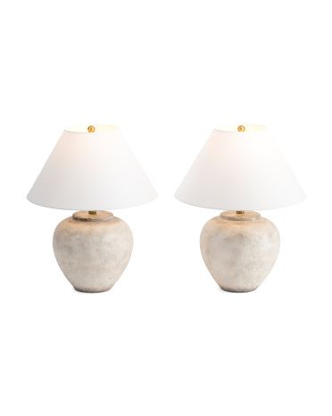 Set Of 2 Cement Look Pot Table Lamps | TJ Maxx