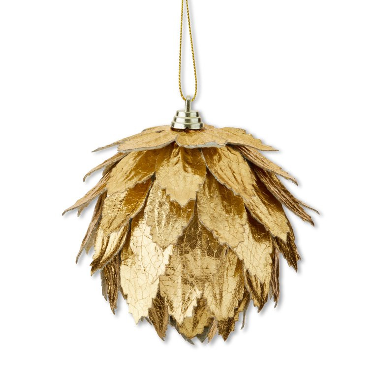 Gold Leaves Pinecone Shape Ball Christmas Ornament, 3.9 in, by Holiday Time | Walmart (US)