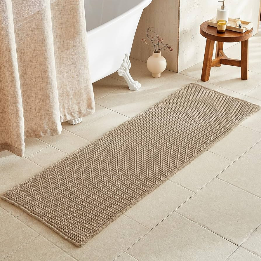 Waffle Runner Rug Bathroom, Long Boho Bathroom Rugs Non Slip Washable Super Absorbent Quick Dry F... | Amazon (US)