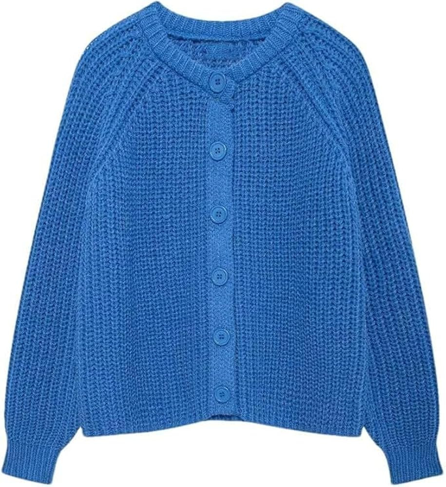 Chunky Cardigan Sweaters for Women Knit Striped Button Down Sweaters Casual Open Front Outerwear ... | Amazon (US)