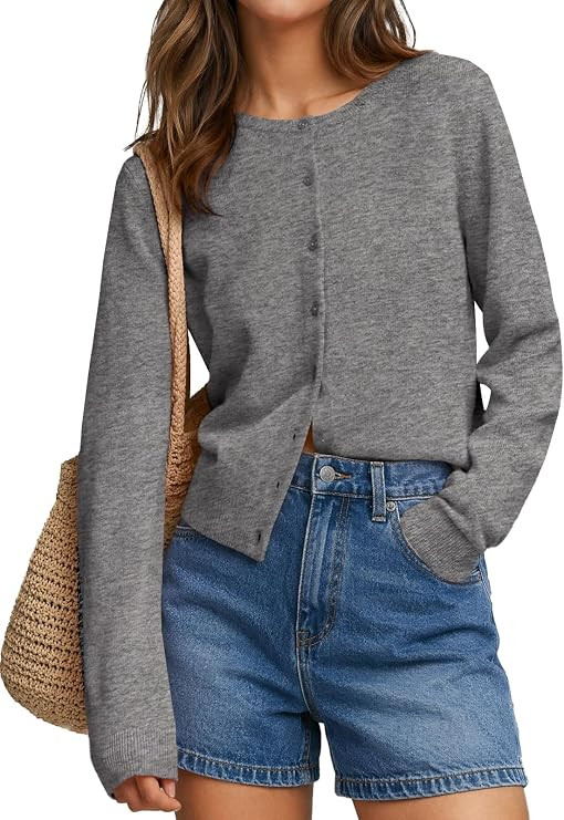 Womens Long Sleeve Cardigan Sweaters Crop Button Down Cute Outfits | Amazon (US)