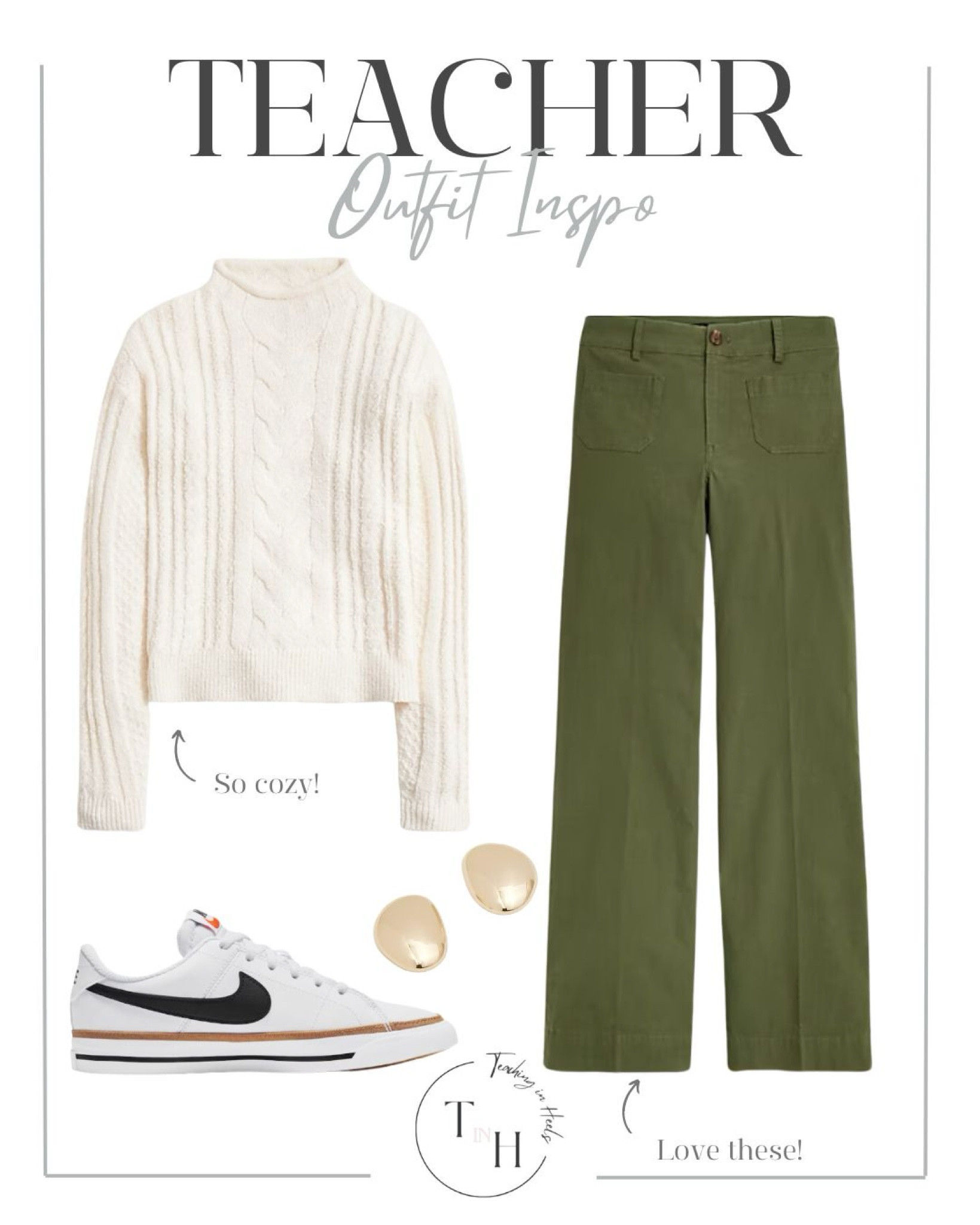 High rise wide leg pants  cable sweater  Nike sneakers  Sculptural bean stud earrings   teacher outfit  teacher style  teacher work style workwear  business casual  business office outfit  teacher ootd  teacherfit  ootd trendteacher  teacher outfits  teacher ootd  teacher outfit ideas 

#LTKMostLoved #LTKGiftGuide #LTKSeasonal