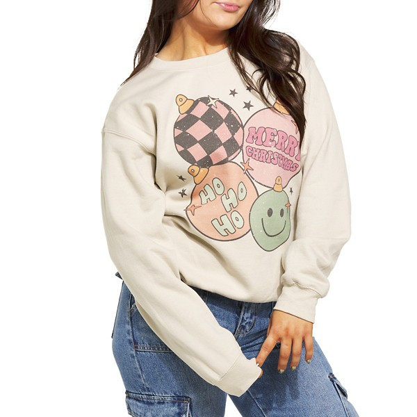 Women's Blume & Co Merry Christmas Crewneck Sweatshirt Small Sand | Scheels