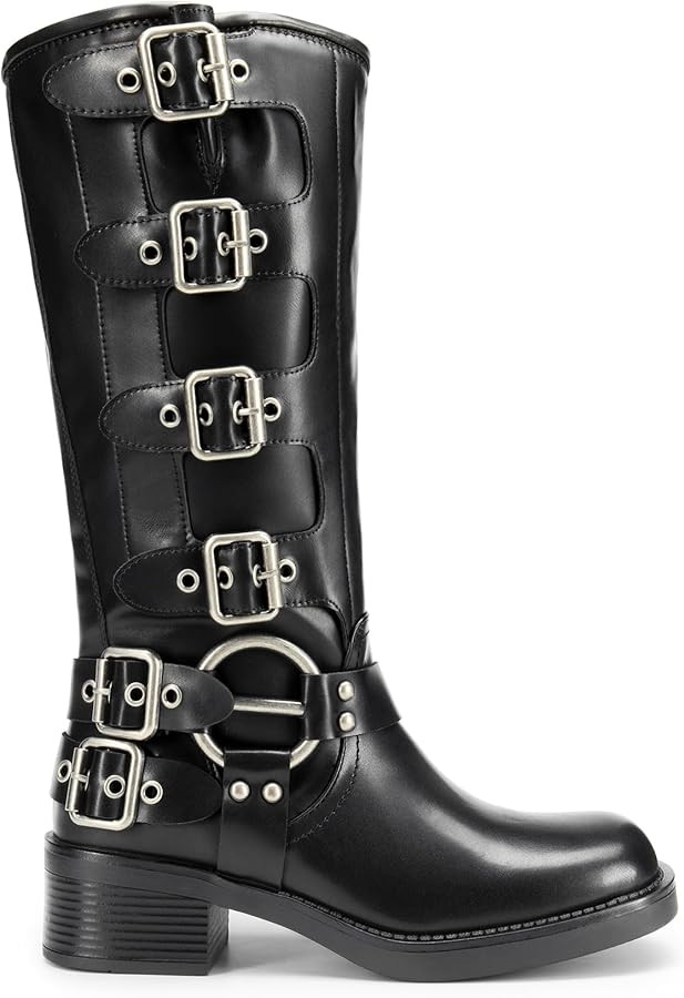 DREAM PAIRS Women's Knee High Riding Boots Slip On Motorcycle Boots Square Toe Chunky Heel Fashio... | Amazon (US)