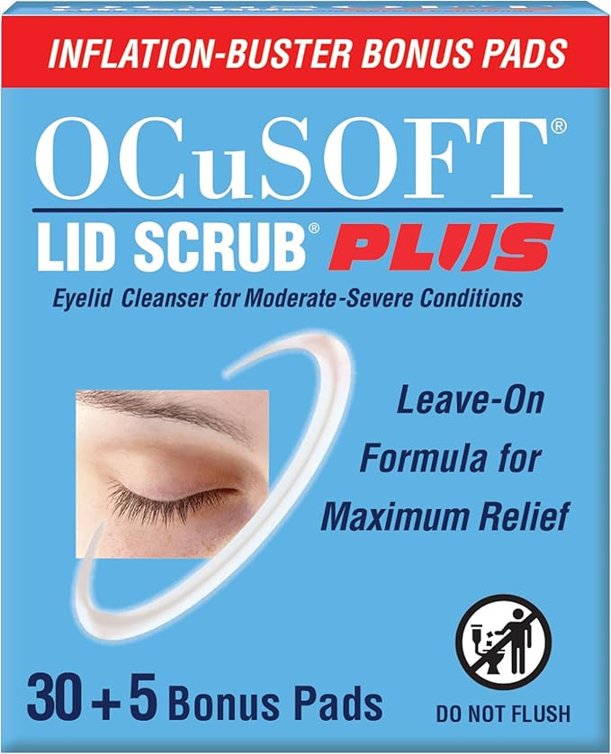 OCuSOFT Lid Scrub PLUS 35 - Pre-Moistened Leave-On Eyelid Wipes for Moderate to Severe Conditions... | Amazon (US)