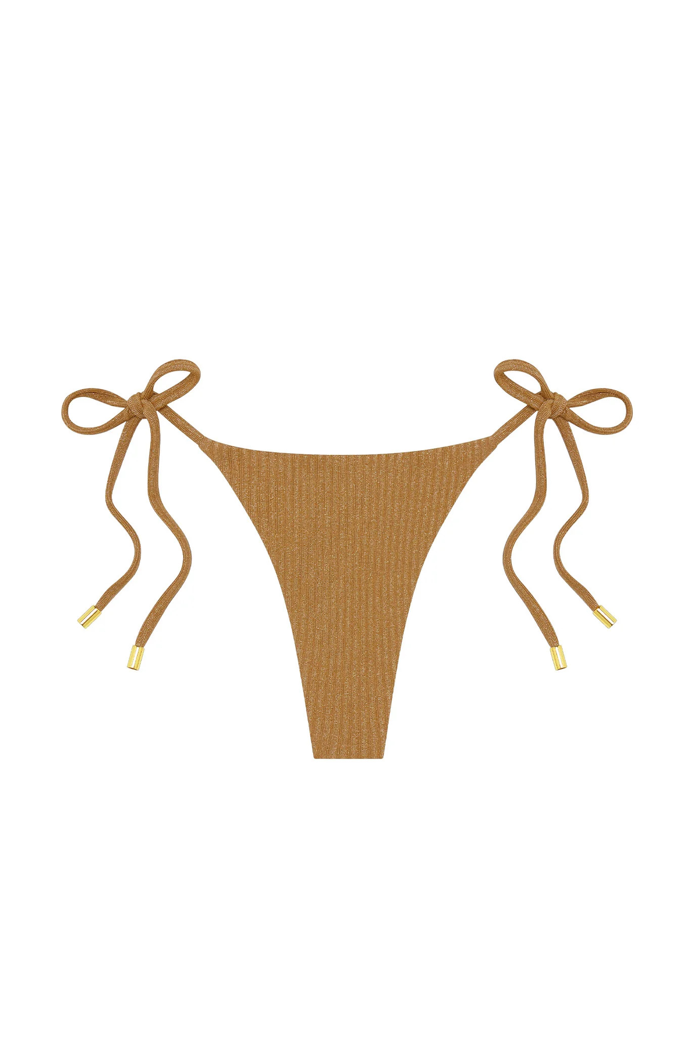Palma Thong - Antique Gold Lurex Rib | Monday Swimwear