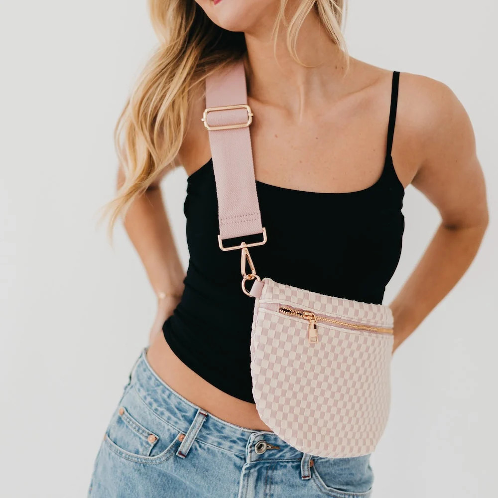 Westlyn Woven Bum Bag  - TOP SELLER Woven Checkered Blush | Pretty Simple