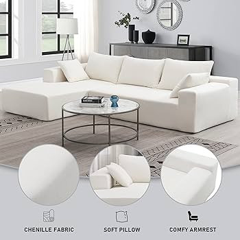 DEINPPA Modern Minimalist Style Modular Sofa Couch with Pillows, Deep Sectional Sofa Furniture Se... | Amazon (US)