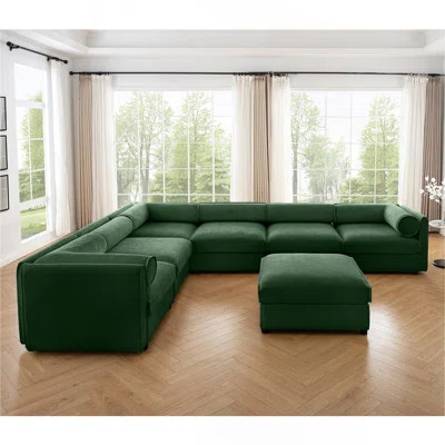 Large Modular Sectional Sofa Sectional Couch With Storage Chenille Sectional Sofa For Living Room, Cylindrical Backrest And Armrests 6 Seats | Wayfair North America