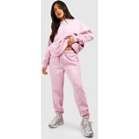 Womens Petite Overdyed Hooded Tracksuit - Pink - S | boohoo (US & Canada)