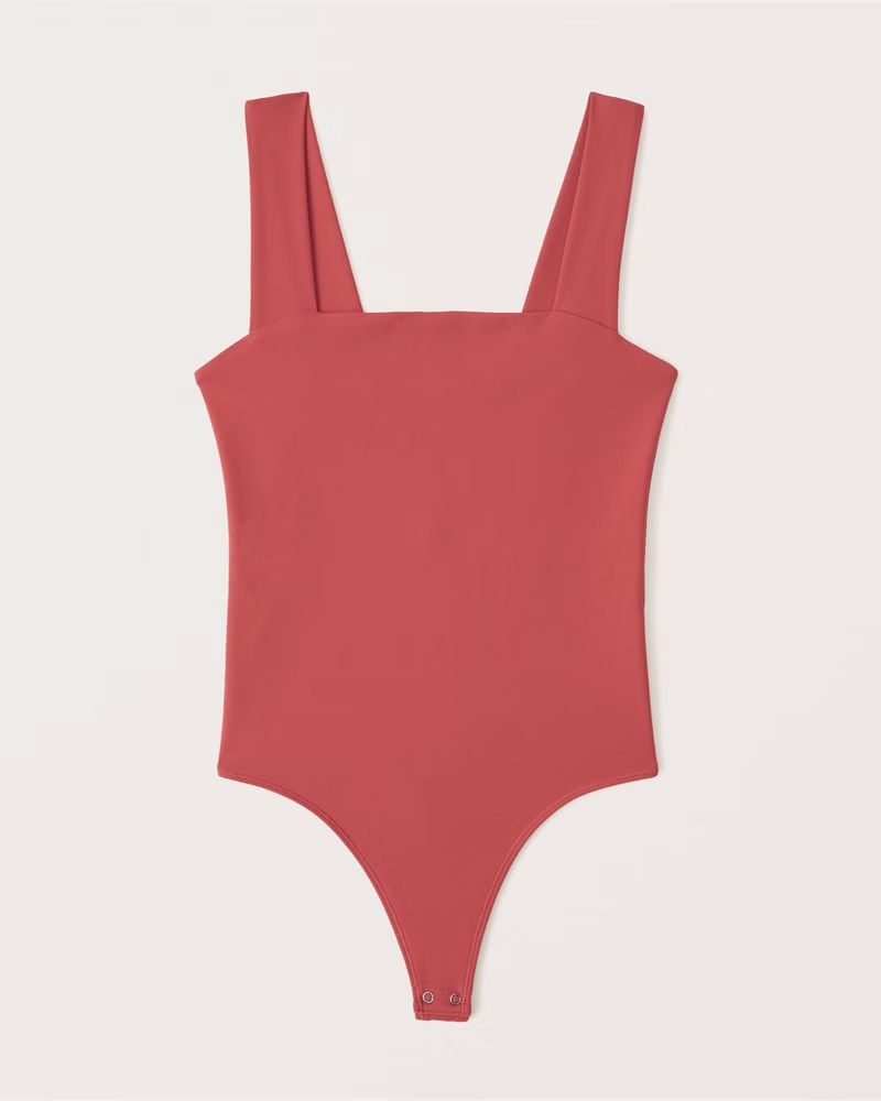 Abercrombie & Fitch Women's Double-Layered Seamless Fabric Squareneck Bodysuit in Red Orange - Size  | Abercrombie & Fitch (US)