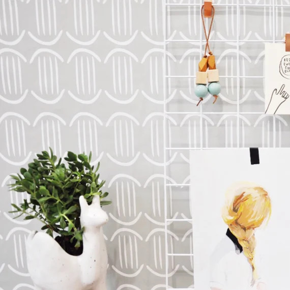 Wallpaper 24" x 48" Caged Stripes Removable wall paper tile - Wall Paper | Etsy (US)