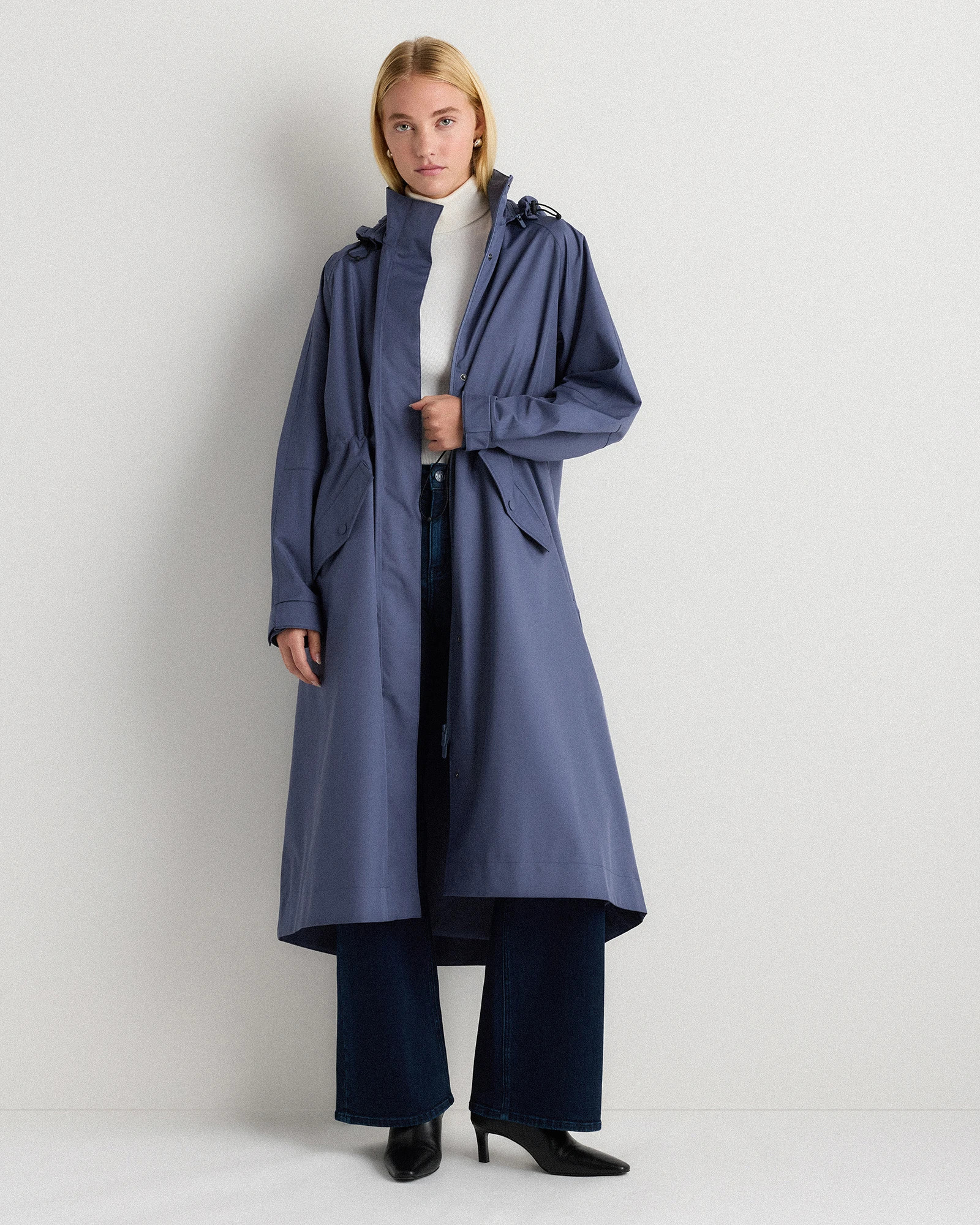 Quince | Women's Weatherproof Rain Trench Coat in Dark Spruce, Size Large, Polyester/Recycled Polyester Blend | Quince