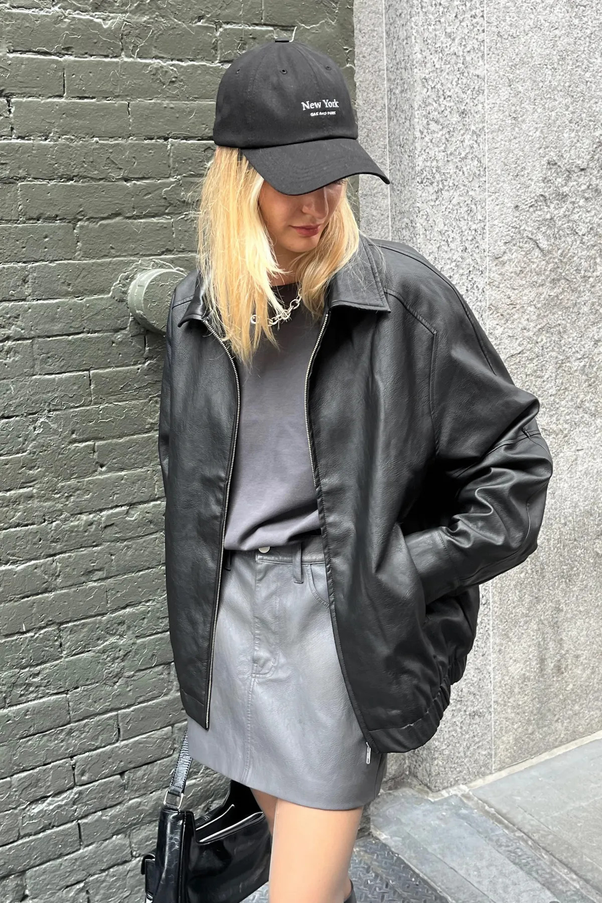 VEGAN LEATHER BOMBER JACKET | OAK + FORT