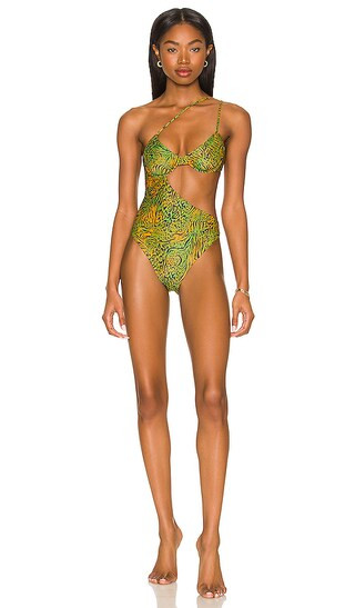 Azaria One Piece in Jungle Green Leopard | Revolve Clothing (Global)