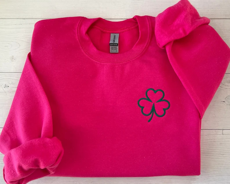 Embroidered Shamrock Top, St. Patty's Day Crewneck, Women's Festive Sweater, St. Patrick's Day Co... | Etsy (US)