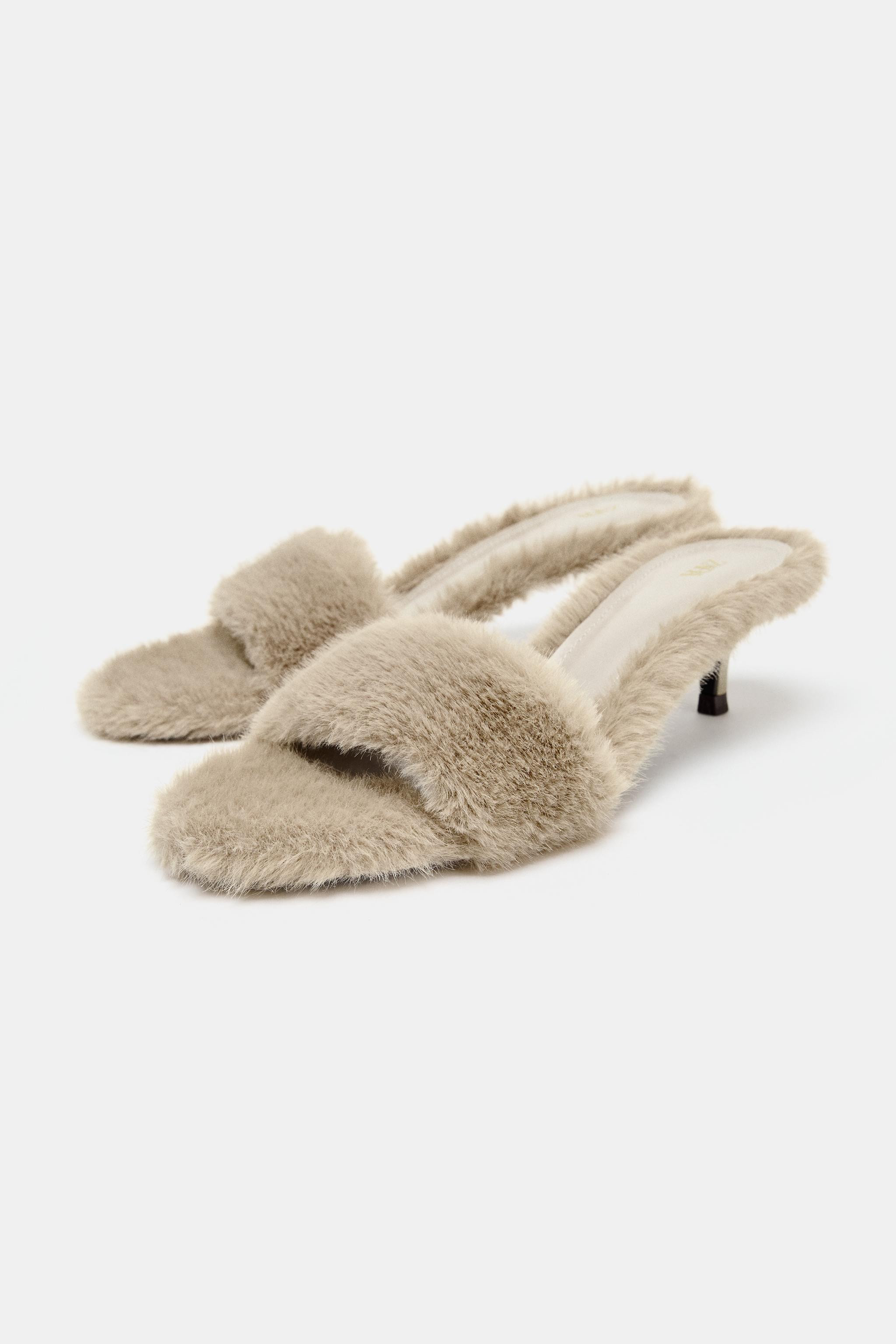 FAUX FUR HEELED SANDALS | Zara US