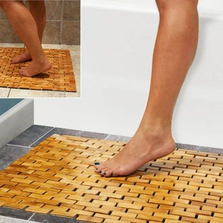 Luxury Multipurpose Bamboo Bath Mat For Shower Spa Sauna with Non Slip Feet | Indoor Outdoor Use for Kitchen Bedroom Bathroom Toilet Doormat Pet Mat | 60 x 40 cm (23.6 x 16 ) | Walmart (US)