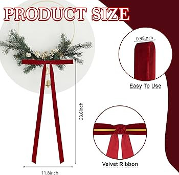 8 Pcs Christmas Velvet Swag Bows, 24 x 12 Inch Large Christmas Wreath Bow Rustic Crafts Velvet Bo... | Amazon (US)