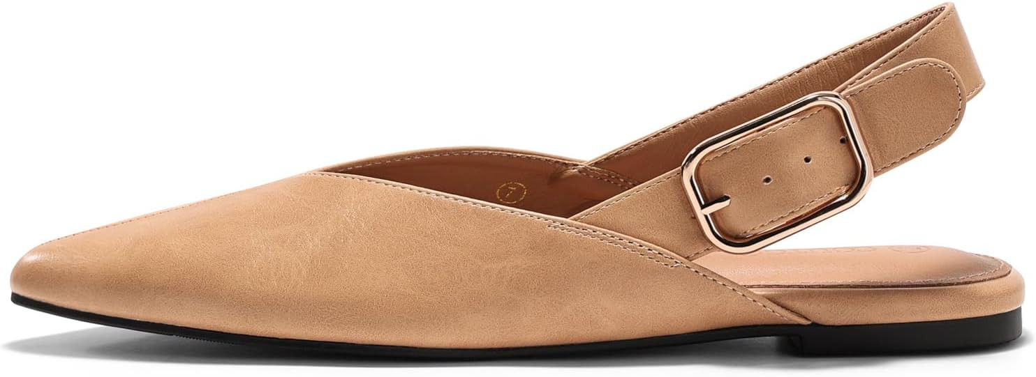 Coutgo Womens Flat Mules Closed Pointed Toe Slingback Slip On Flats Work Office Dress Sandal Shoes | Amazon (US)