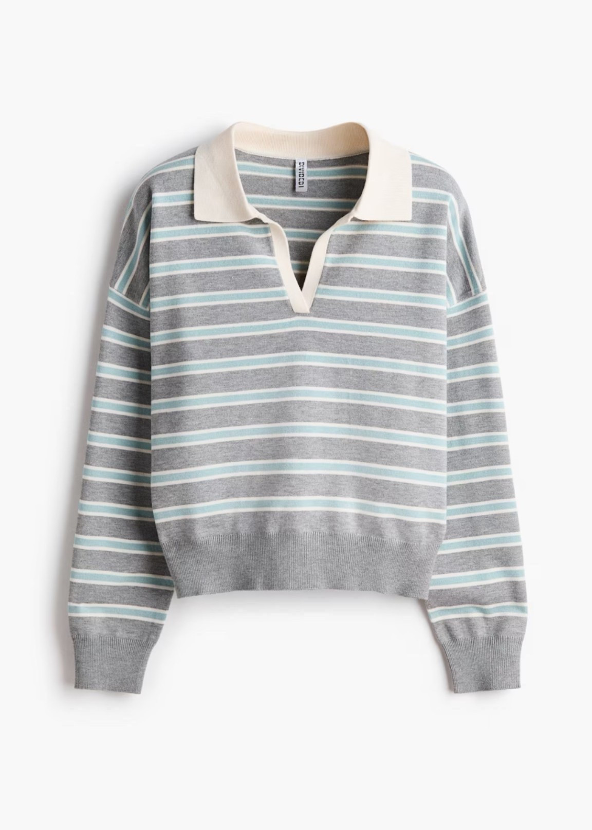 Blue and gray striped collared sweater 
Polo sweater

#LTKSeasonal