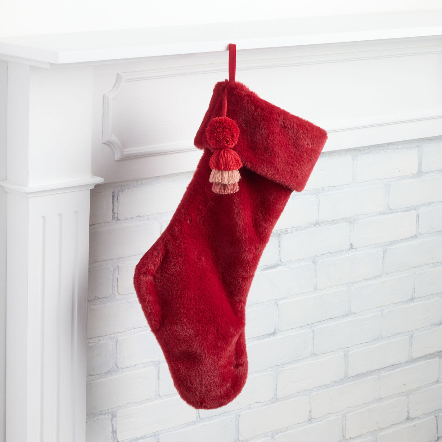 Plush Pom-Pom and Tassel Christmas Stocking | World Market
