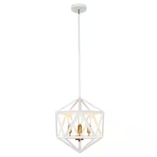 TRIBESIGNS WAY TO ORIGIN Bailey 15.7 in. 3-Light White Candlestick Geometric Chandelier with Adju... | The Home Depot