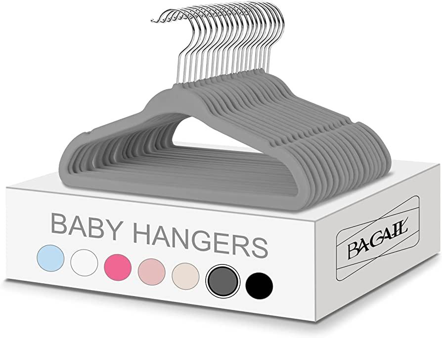 BAGAIL Kids Velvet Hangers 11” Inch Children's Clothes Hangers Non-Slip Baby Hangers for Infant... | Amazon (US)