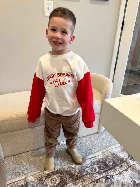 Toddler Valentine’s Day sweatshirt 
Easty’s sweatshirt is an Amazon find!
Size 5/6T
Pants are Zara
His boots are on sale for $20


#LTKstyletip #LTKfamily #LTKkids