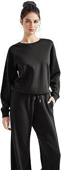 SUUKSESS Women Modal Fall 2 piece outfits Oversized Sweatshirt Wide Leg Pants | Amazon (US)