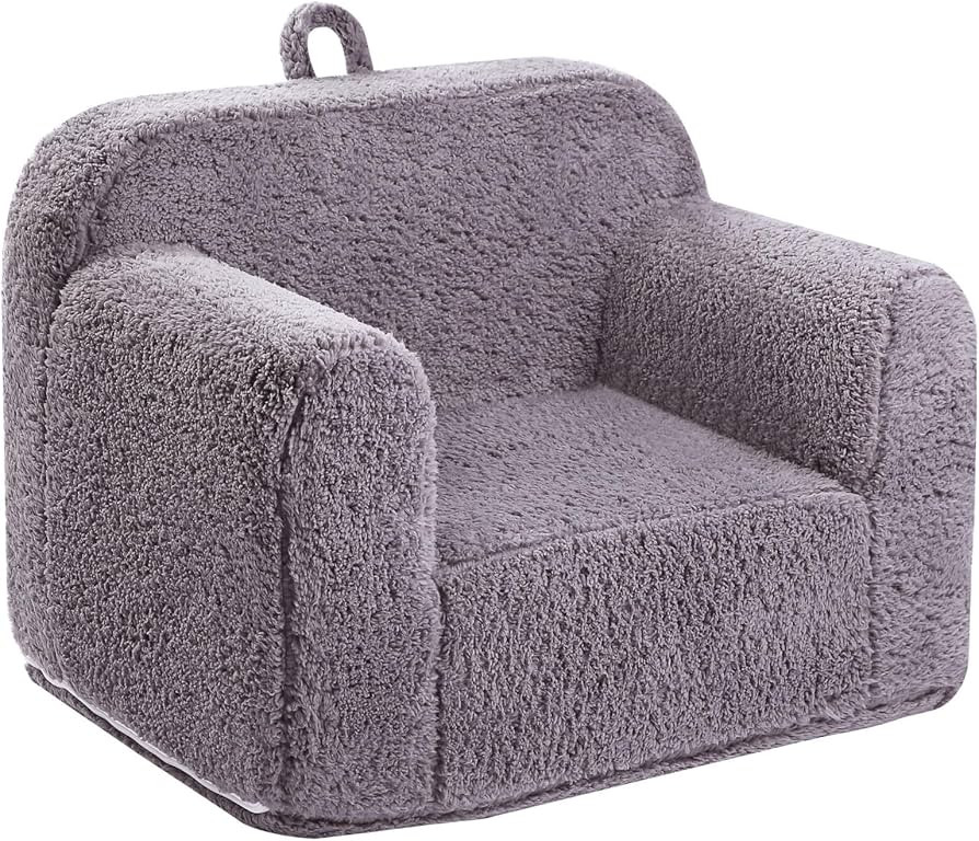Kids Snuggly-Soft Sherpa Chair, Cuddly Toddler Foam Chair for Boys and Girls, Grey | Amazon (US)