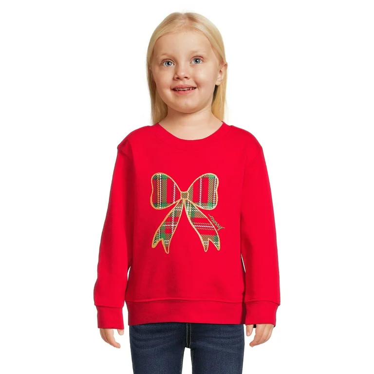Holiday Time Toddler Girl Long Sleeve Christmas Sweatshirt, Sizes 12M-5T - Walmart.com | Walmart (US)