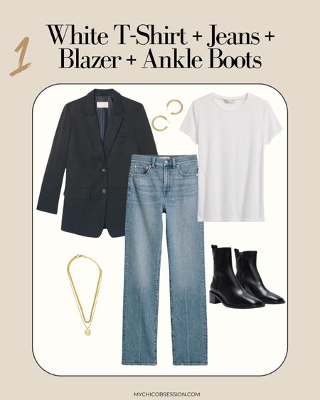 Looking for a no fail outfit idea using clothing pieces you already have? Transform your wardrobe basics into these foolproof outfit combinations! 💁‍♀️

You can’t go wrong with a white t-shirt, jeans, blazer, and ankle boots

#LTKSpringSale #LTKstyletip #LTKSeasonal