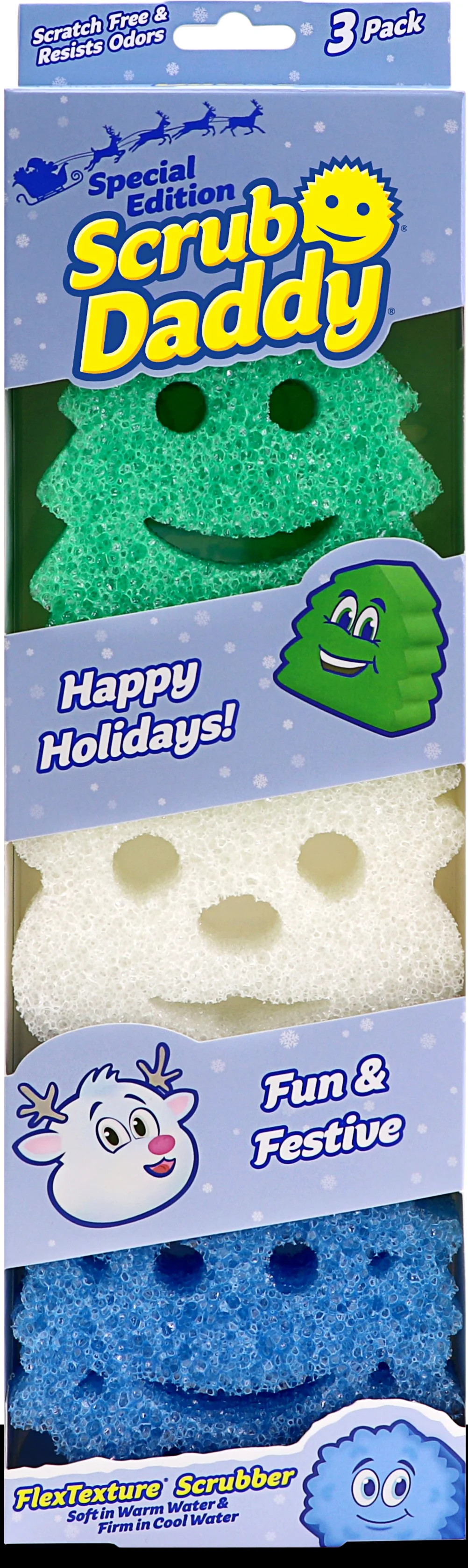 Scrub Daddy Winter Shapes Non-Scratch Cleaning Sponges, 3 Count | Walmart (US)