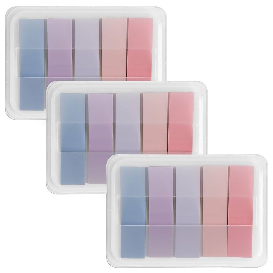 Essex Wares - 300 Pieces - Transparent Sticky Notes Tabs with Case - 5 Light Pastel Colors - 3 Ca... | Amazon (US)