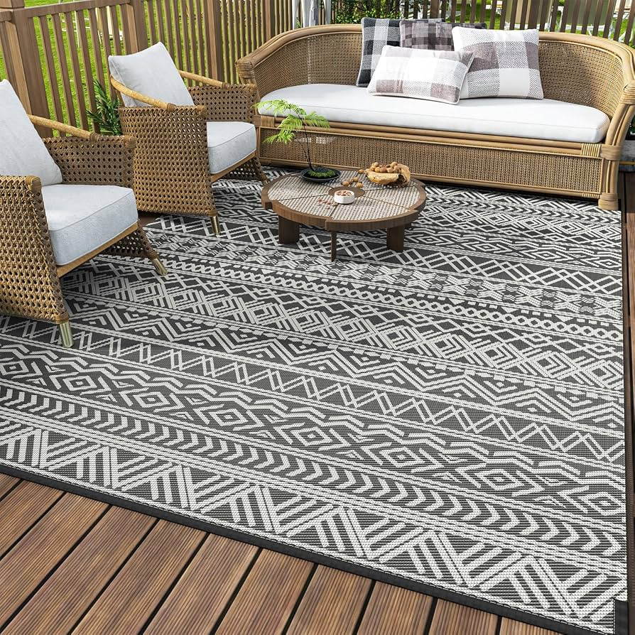 MontVoo Outdoor Rug Carpet Waterproof 5x8 Outdoor Patio Rug Mat Reverisble Plastic Straw Outdoor ... | Amazon (US)